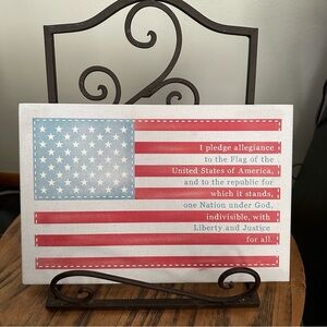 Patriotic July 4th USA AMERICAN Flag With Pledge Of Allegiance Ceramic Trivet
